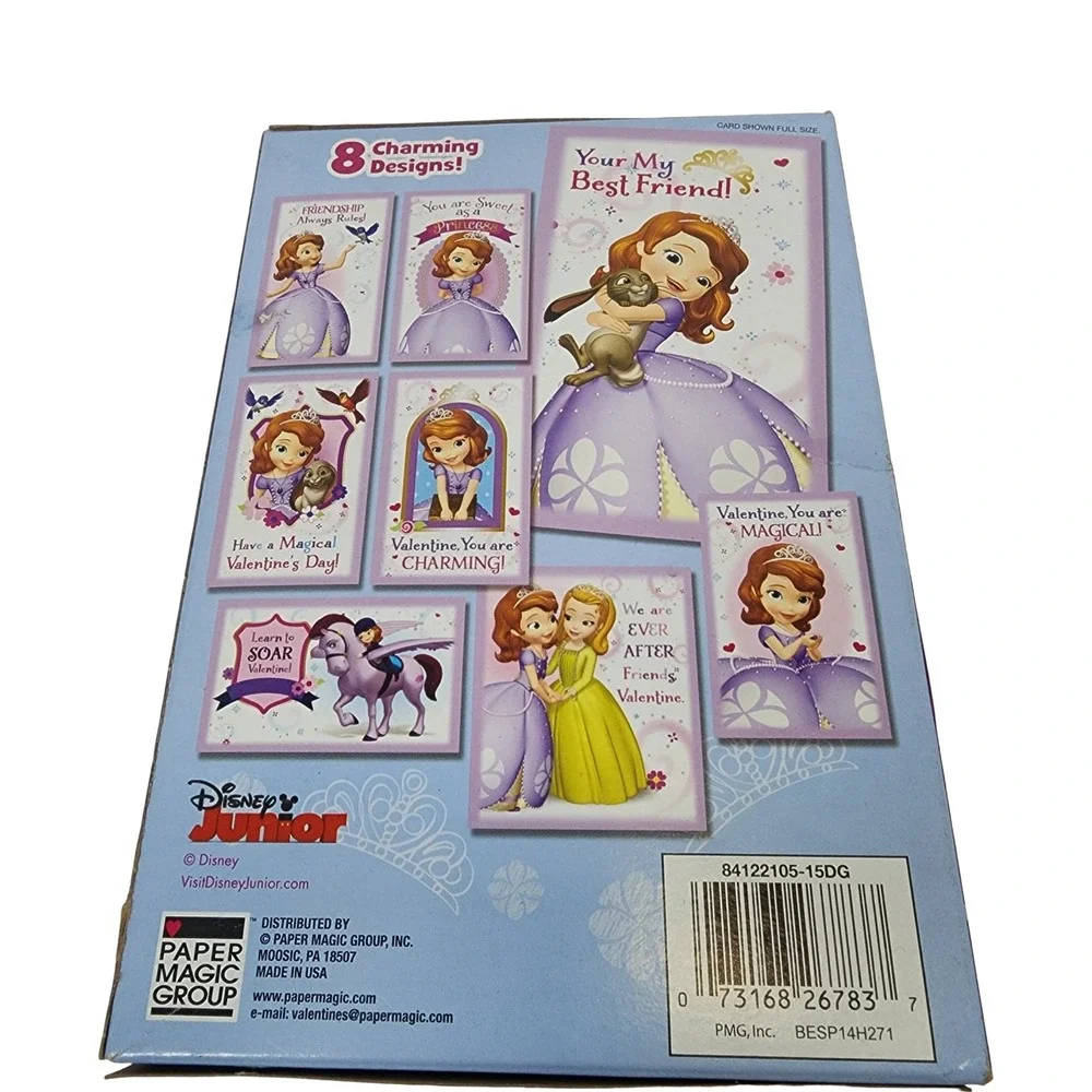 Disney Sofia the First 32 Valentines Day Cards 8 Designs Disney Junior New